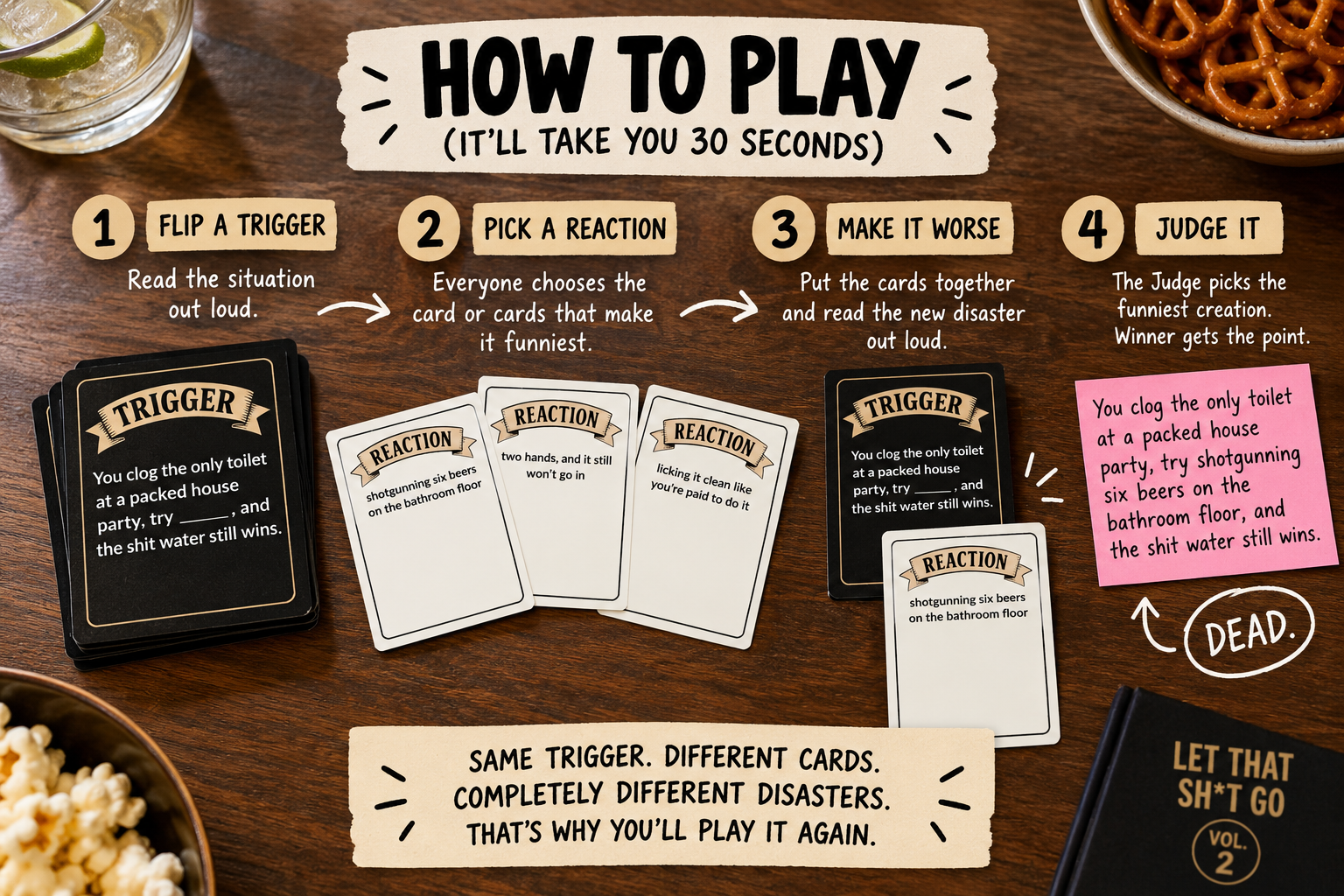Let that Sh*t Go VOLUME 2 - The Party Card Game for Emotionally Unhinged Adults | Roast Your Friends at Game Night | 400 Cards | Funny Adult Card Game Gift | 3-10+ Players