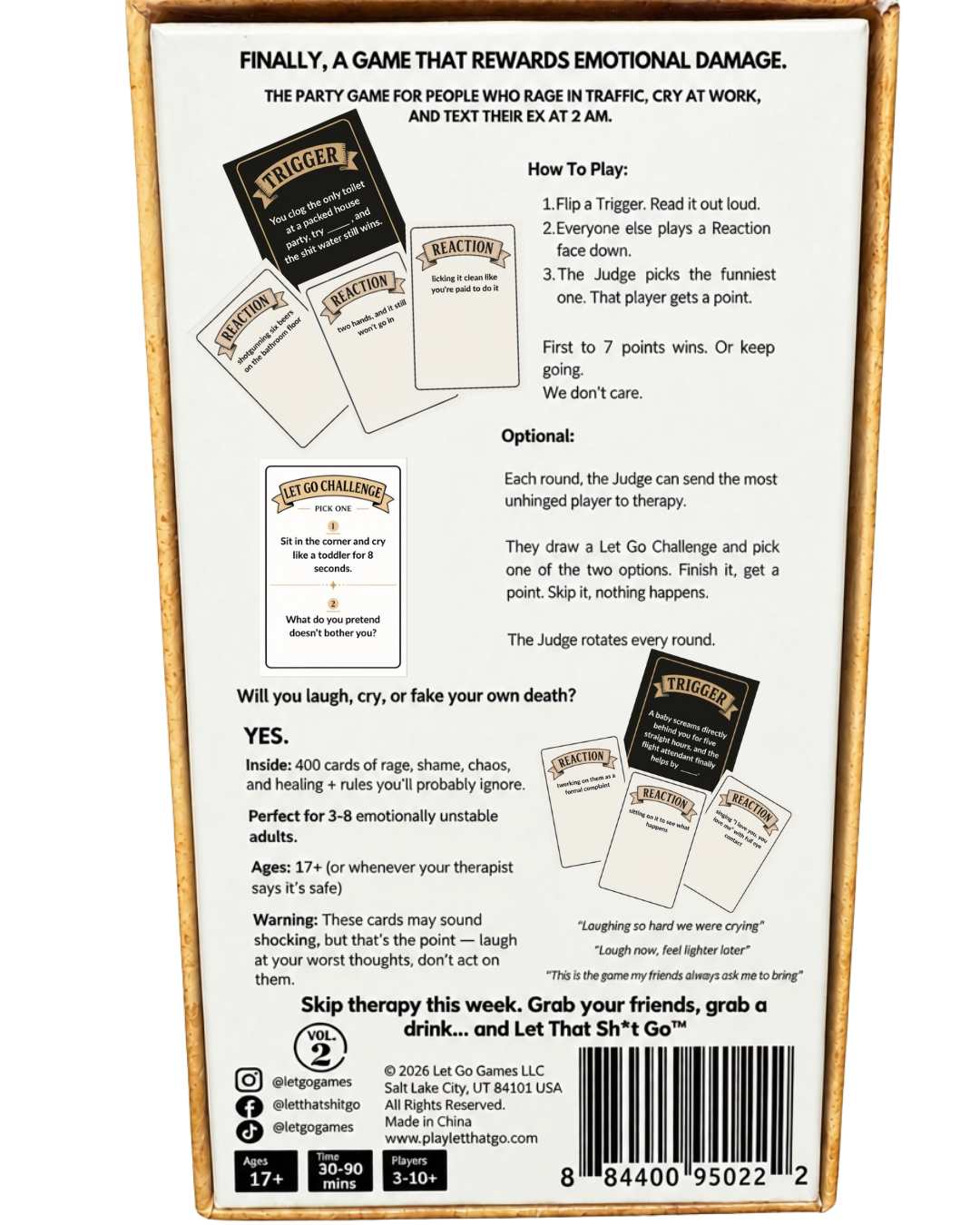 Let that Sh*t Go VOLUME 2 - The Party Card Game for Emotionally Unhinged Adults | Roast Your Friends at Game Night | 400 Cards | Funny Adult Card Game Gift | 3-10+ Players